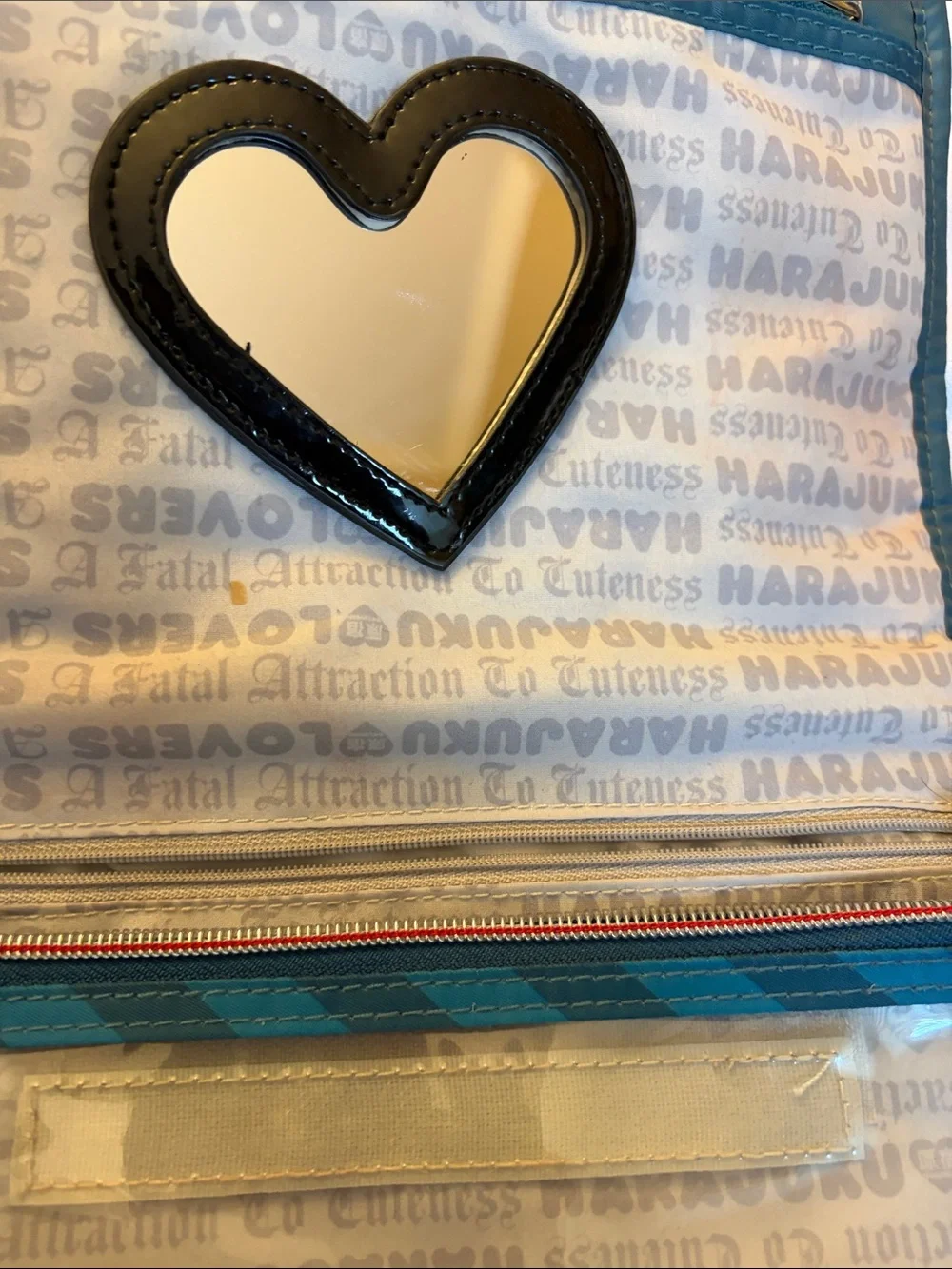 Harajuku Lovers Gwen Stefani Tri-fold Teal Foldable Cosmetic Toiletries Bag